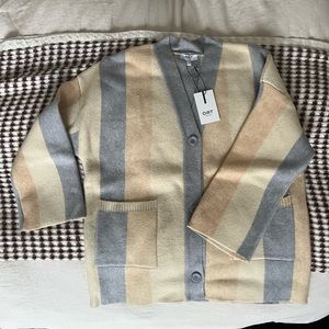 Neutral color striped oversized sweater (xs) NWT